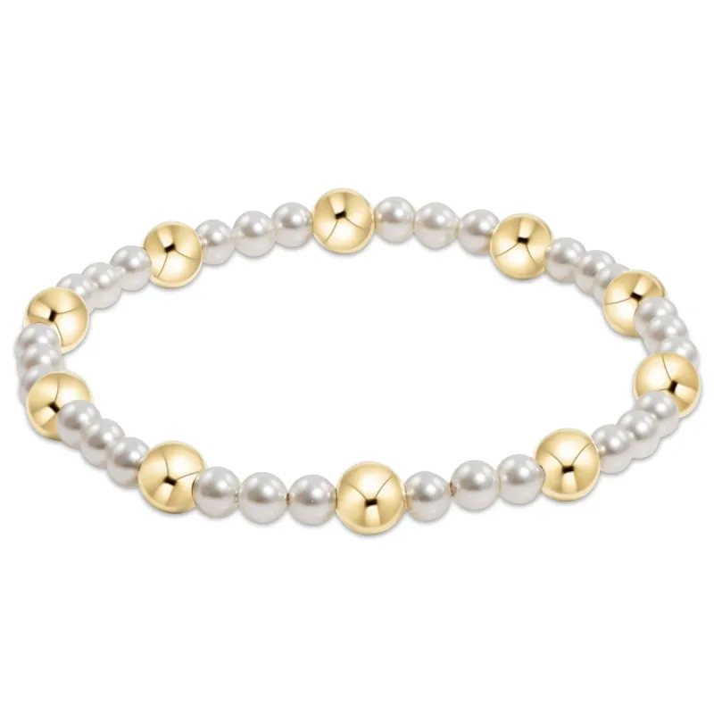 Pearl Sincerity Pattern 4mm Bead Bracelet - 6mm Gold sold by enewton