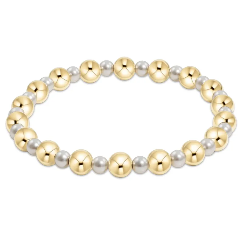 Pearl Grateful Pattern 4mm Bead Bracelet - 6mm Gold sold by enewton
