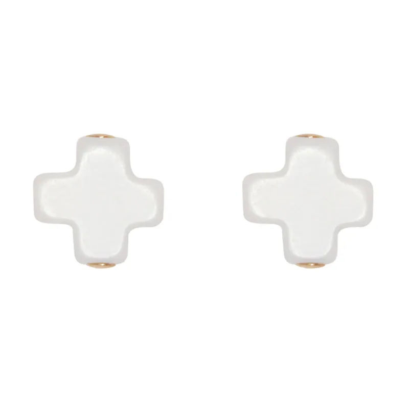 Signature Cross Stud - Off-White sold by enewton