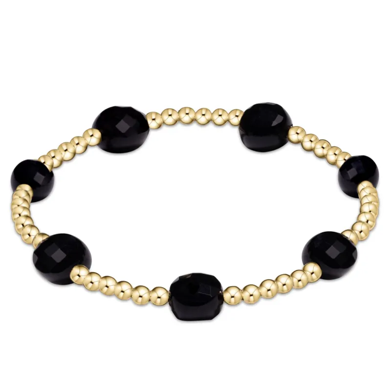 Admire Gold 3mm Bead Bracelet - Faceted Onyx sold by enewton