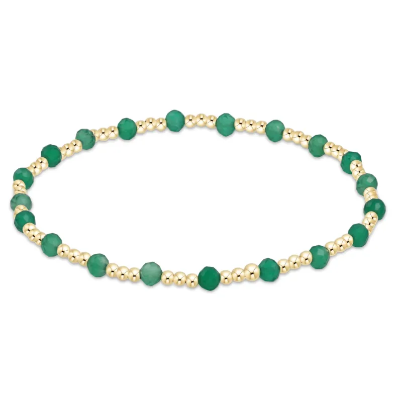 Gemstone Gold Sincerity Pattern 3mm Bead Bracelet - Green Onyx sold by enewton