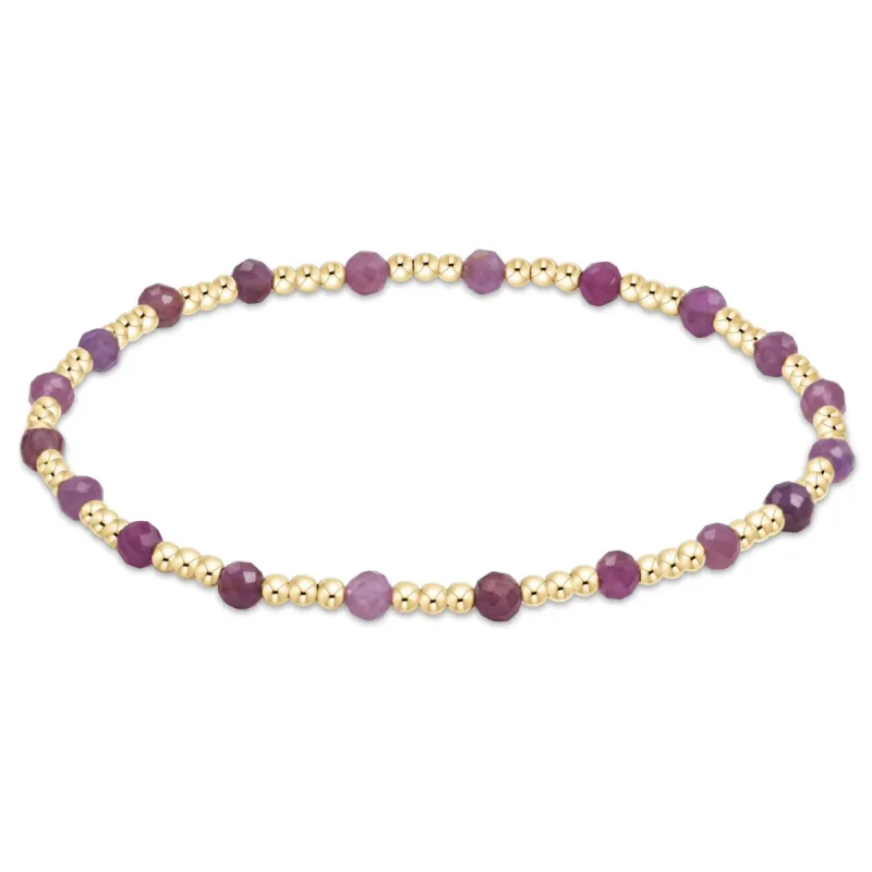 Gemstone Gold Sincerity Pattern 3mm Bead Bracelet - Ruby sold by enewton