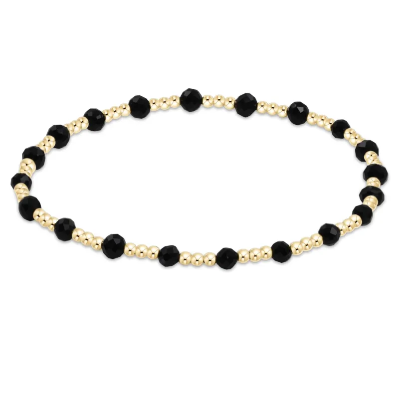 Gemstone Gold Sincerity Pattern 3mm Bead Bracelet - Faceted Onyx sold by enewton