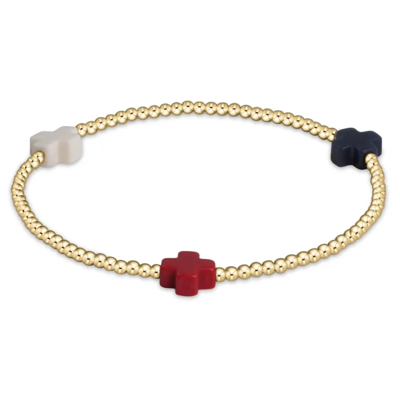 egirl Signature Cross Gold Pattern 2mm Bead Bracelet - Firecracker sold by enewton