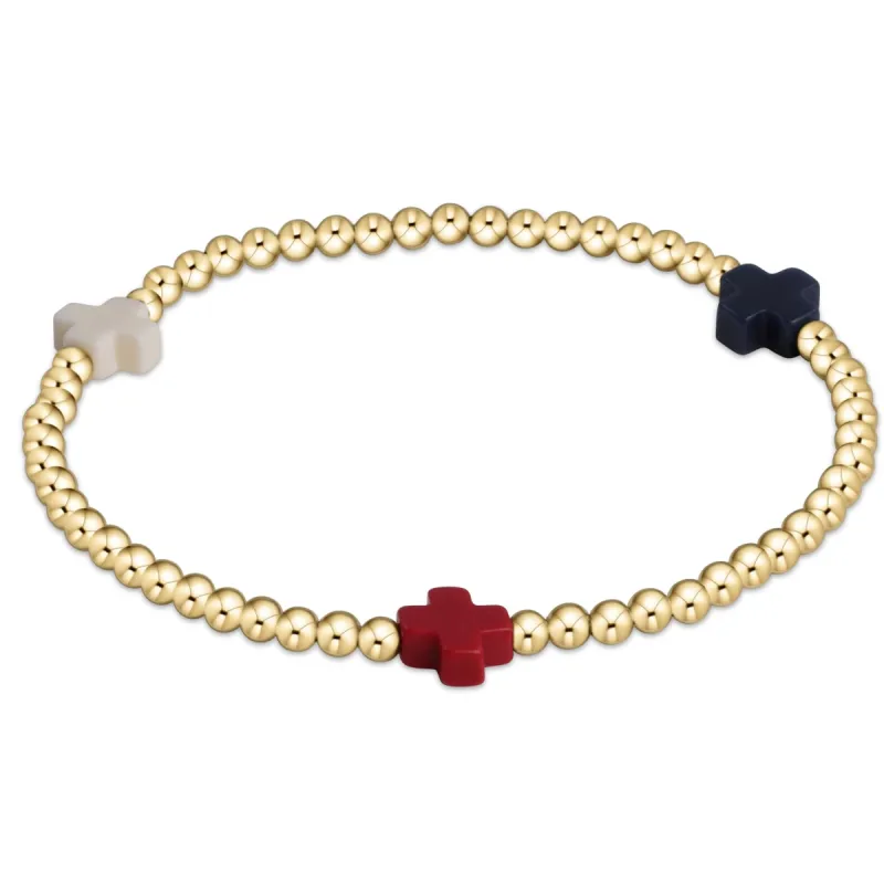 Signature Cross Gold Pattern 3mm Bead Bracelet - Firecracker sold by enewton