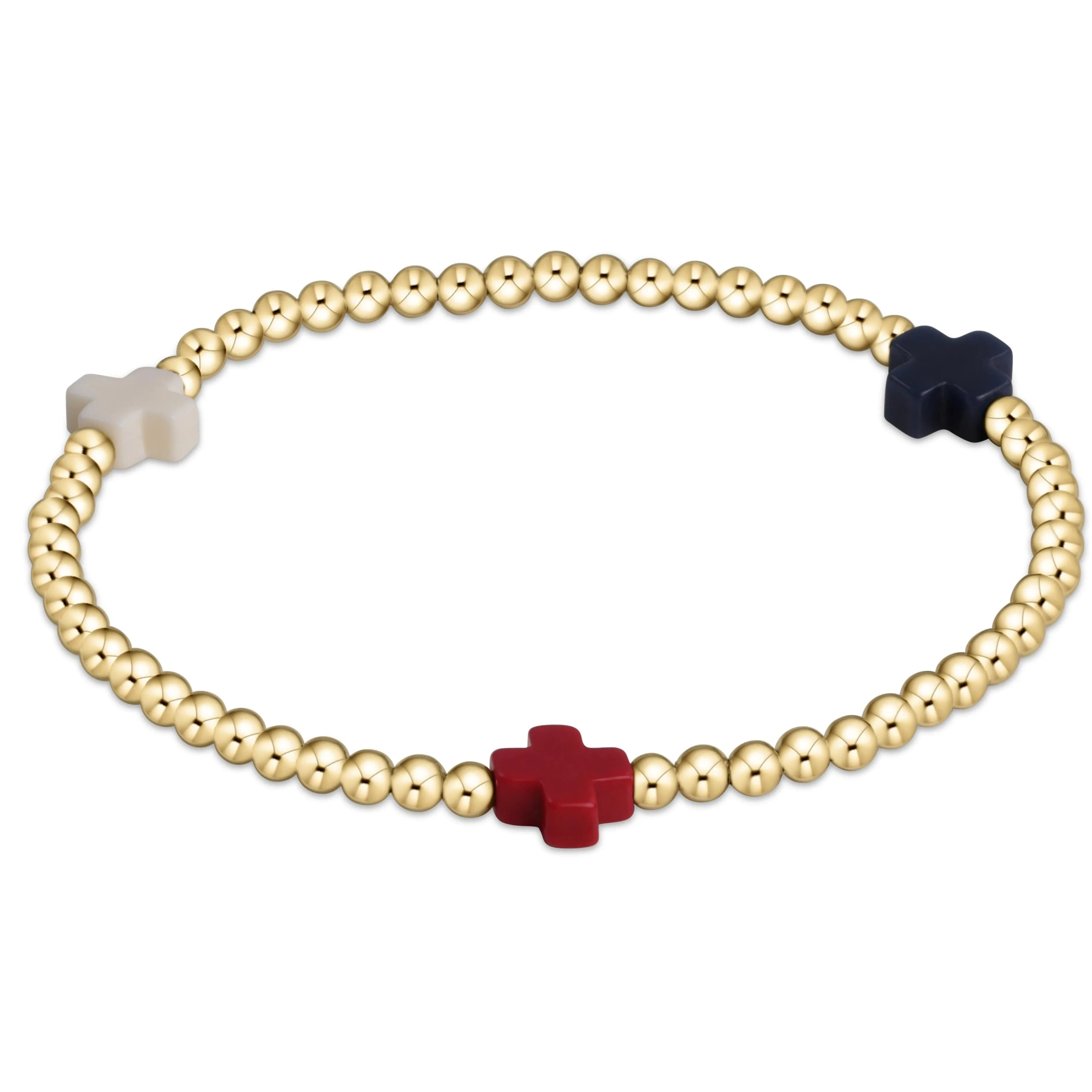 Signature Cross Gold Pattern 3mm Bead Bracelet - Firecracker sold by enewton