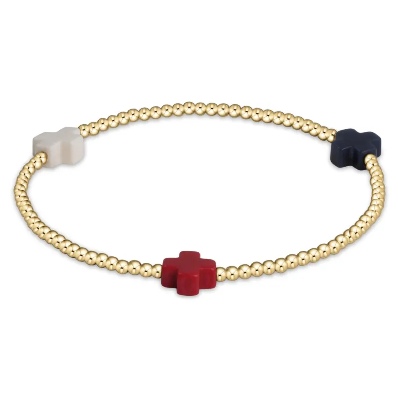 Signature Cross Gold Pattern 2mm Bead Bracelet - Firecracker sold by enewton