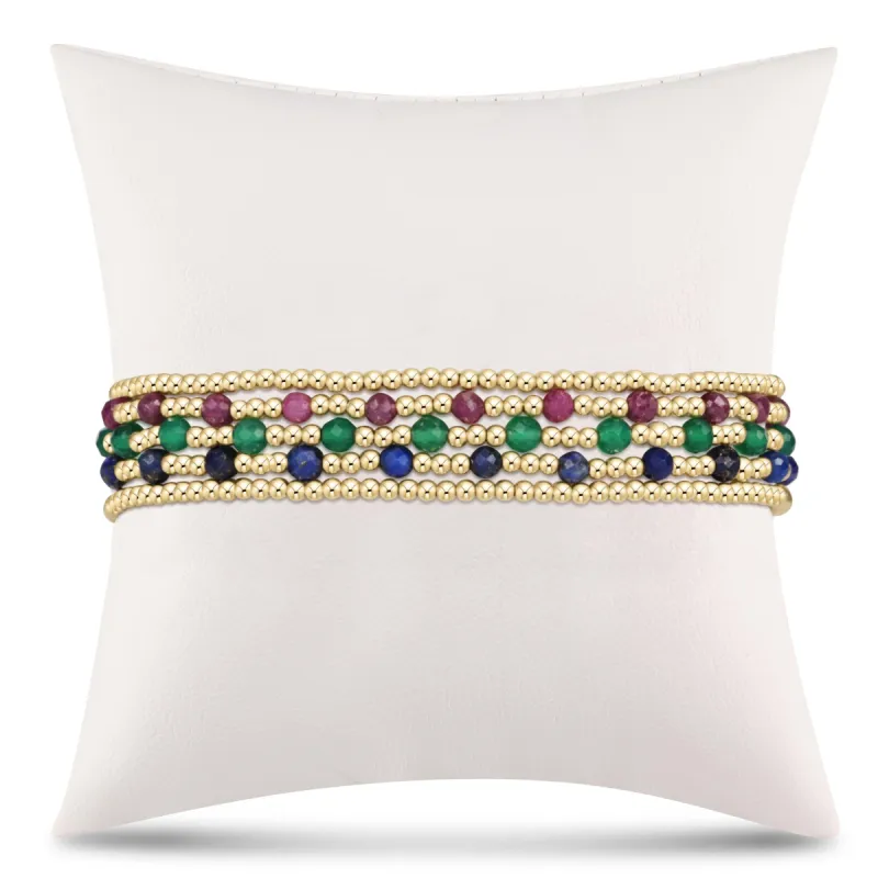 simply classic sincerity stack - green onyx, lapis, ruby sold by enewton