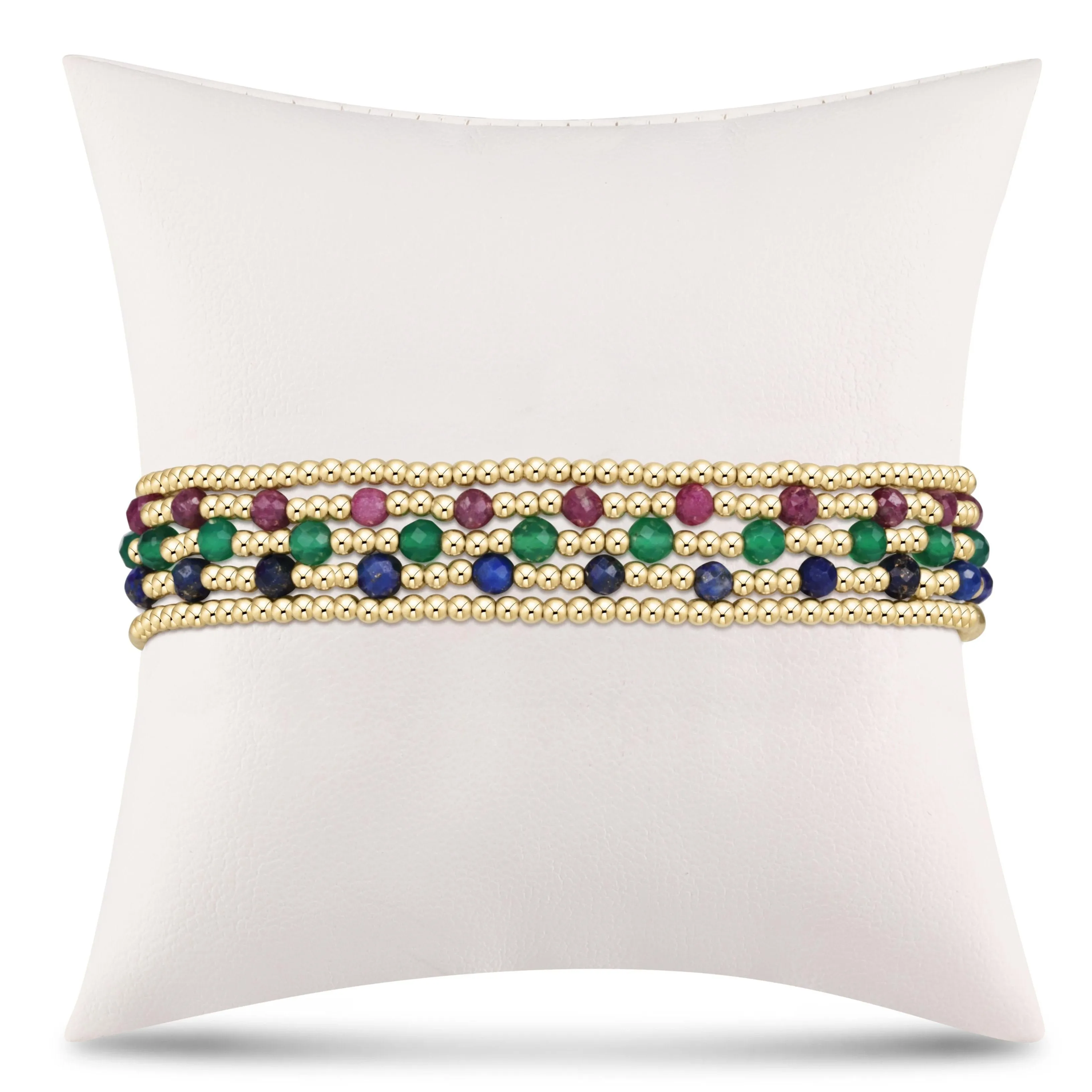 simply classic sincerity stack - green onyx, lapis, ruby sold by enewton