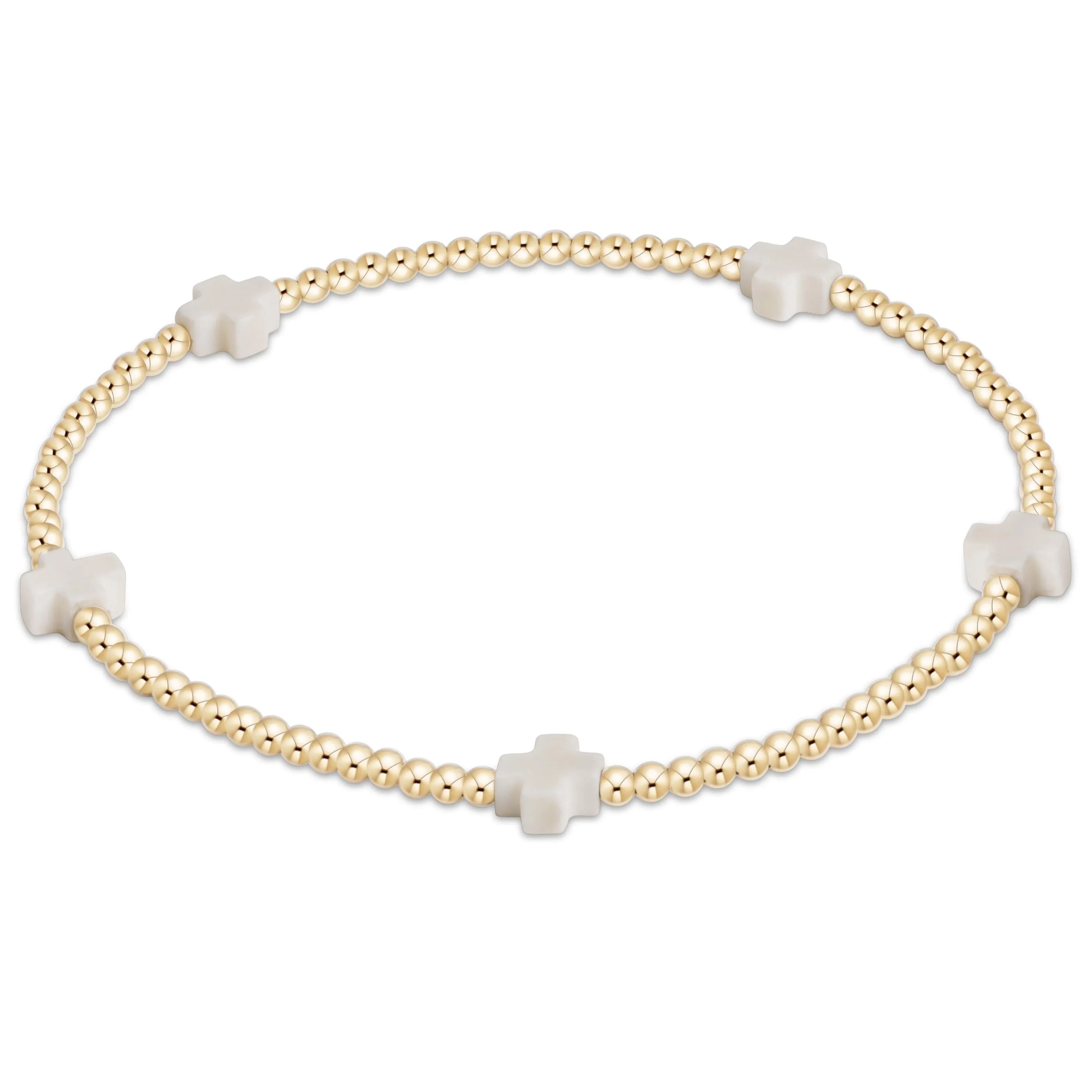 egirl Signature Cross Small Gold Pattern 2mm Bead Bracelet sold by enewton