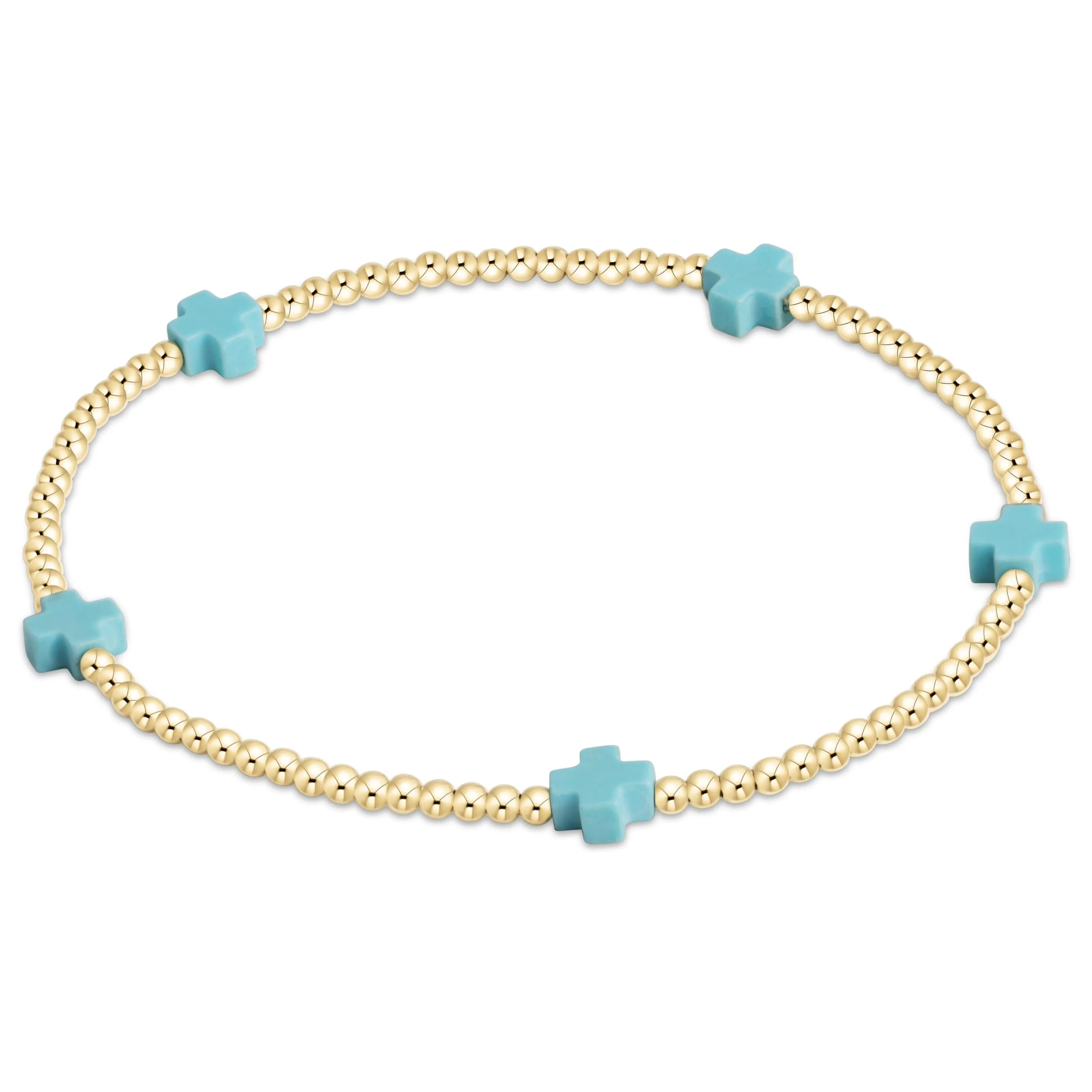 egirl Signature Cross Small Gold Pattern 2mm Bead Bracelet sold by enewton product image thumbnail 2