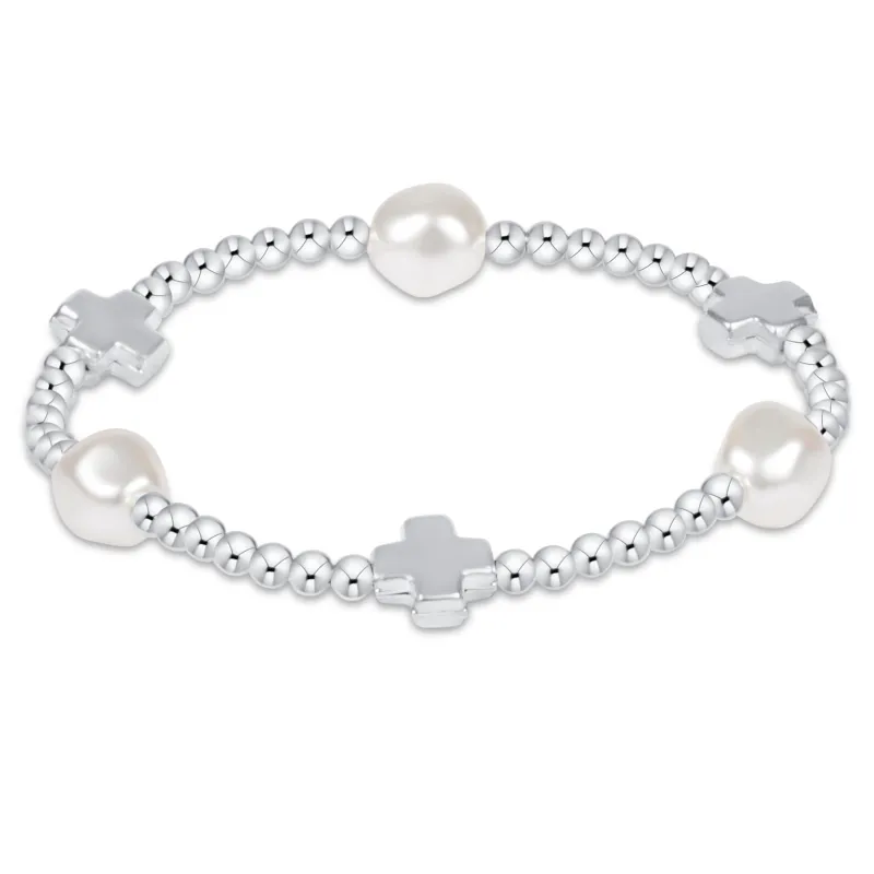 Signature Cross Admire Pearl Pattern 3mm Bead Bracelet - Sterling sold by enewton