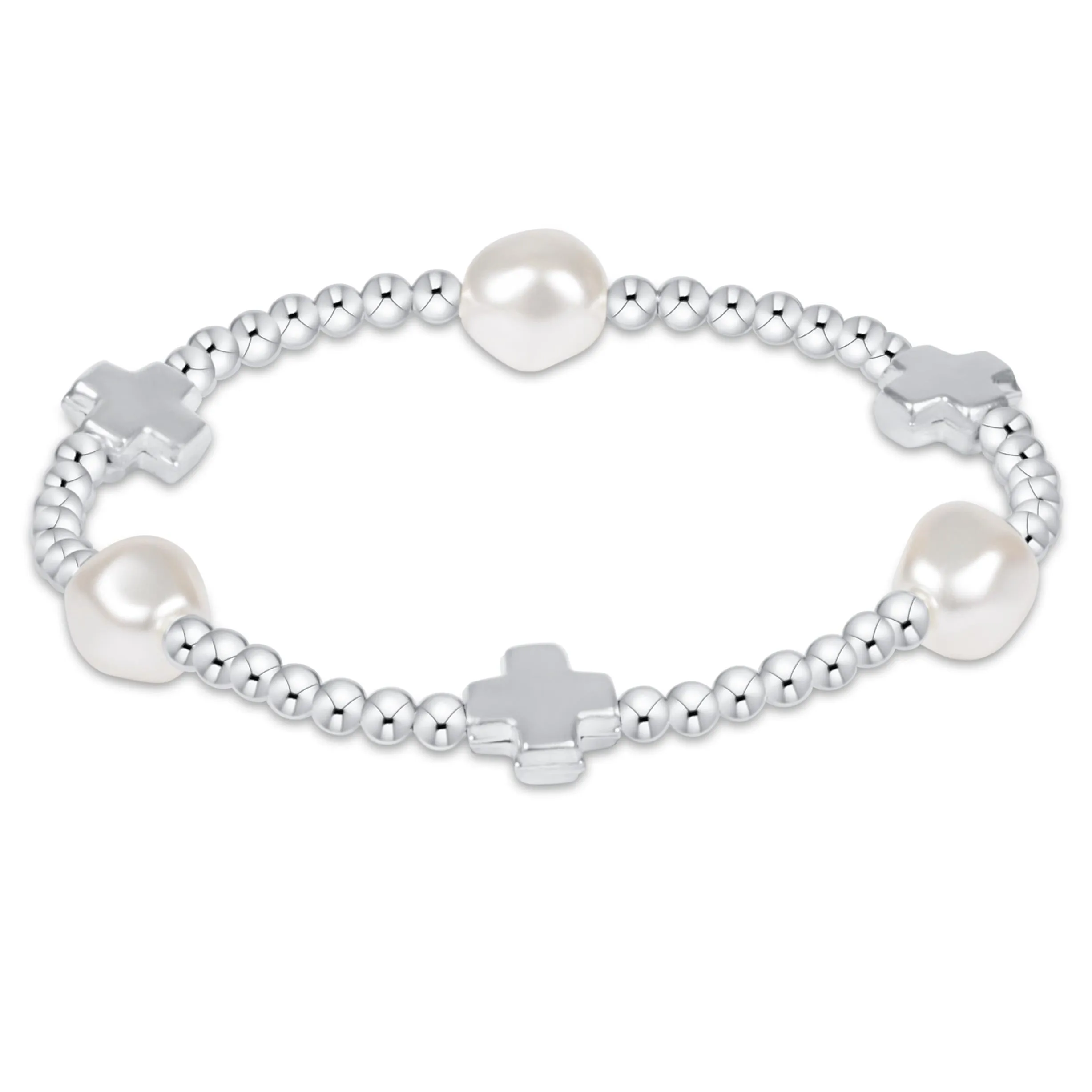 Signature Cross Admire Pearl Pattern 3mm Bead Bracelet - Sterling sold by enewton