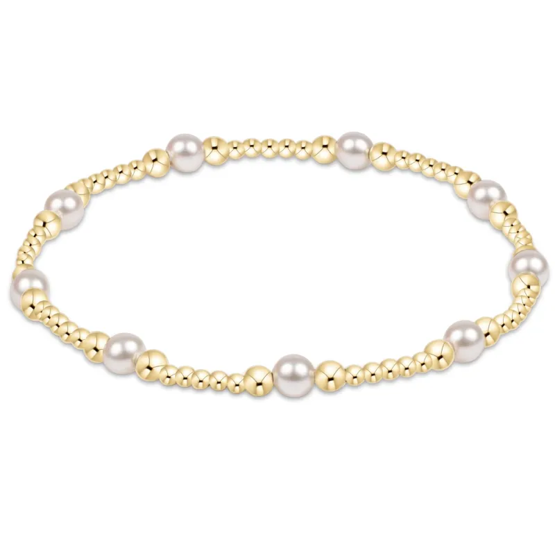 Classic Purpose Pattern 4mm Bead Bracelet - Pearl sold by enewton