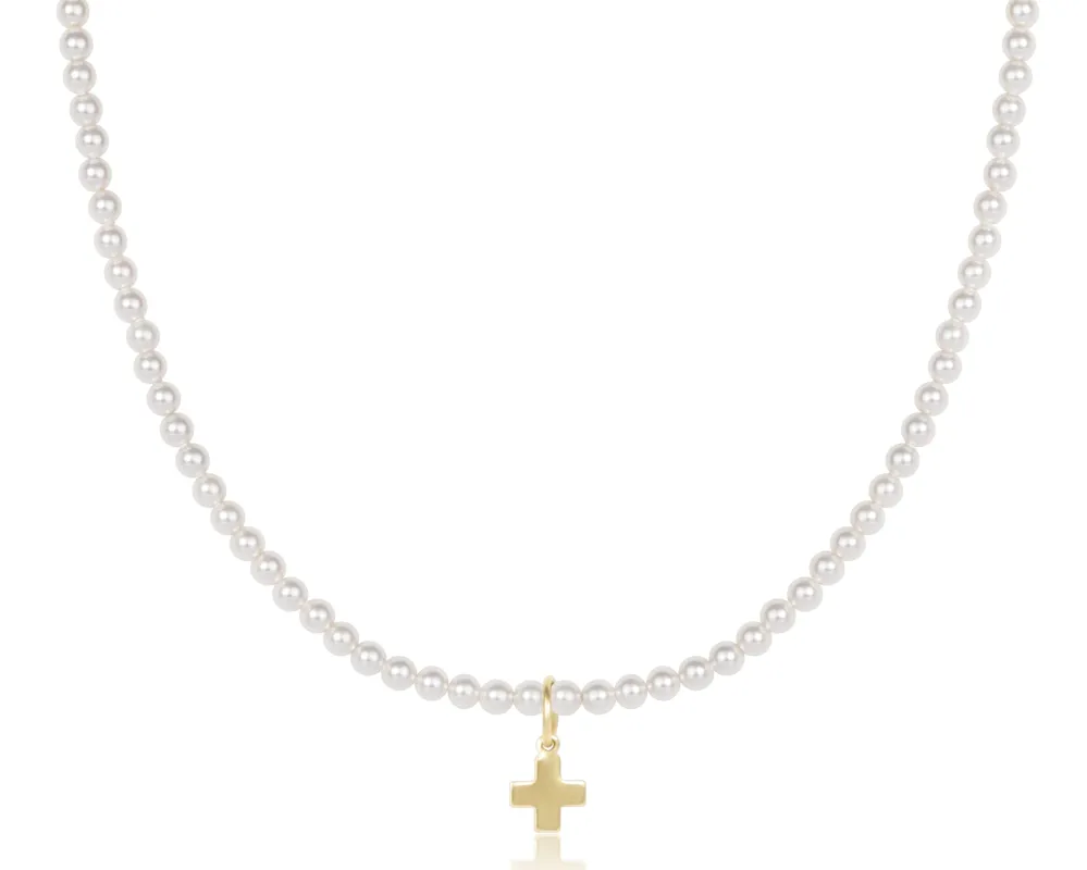 Choker Classic Pearl 3mm Bead - Signature Cross Gold Charm sold by enewton