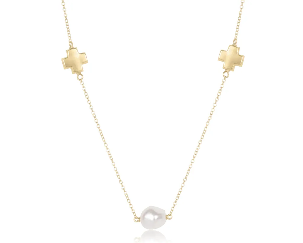 Choker Signature Cross Admire Simplicity Chain Gold - Pearl sold by enewton