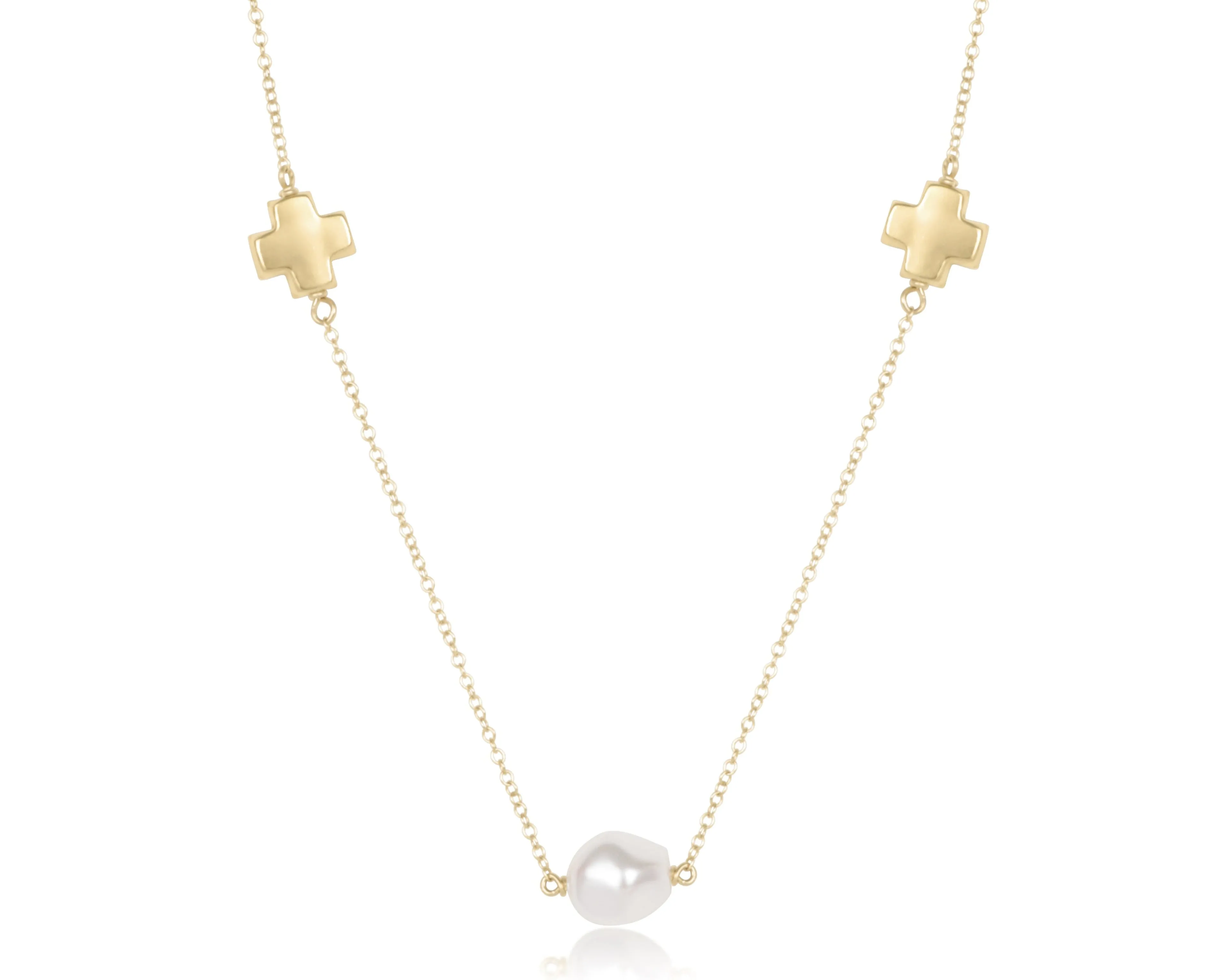 Choker Signature Cross Admire Simplicity Chain Gold - Pearl sold by enewton