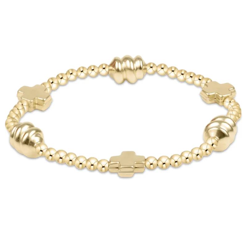 Signature Cross Admire Gold Pattern 3mm Bead Bracelet - Gold sold by enewton