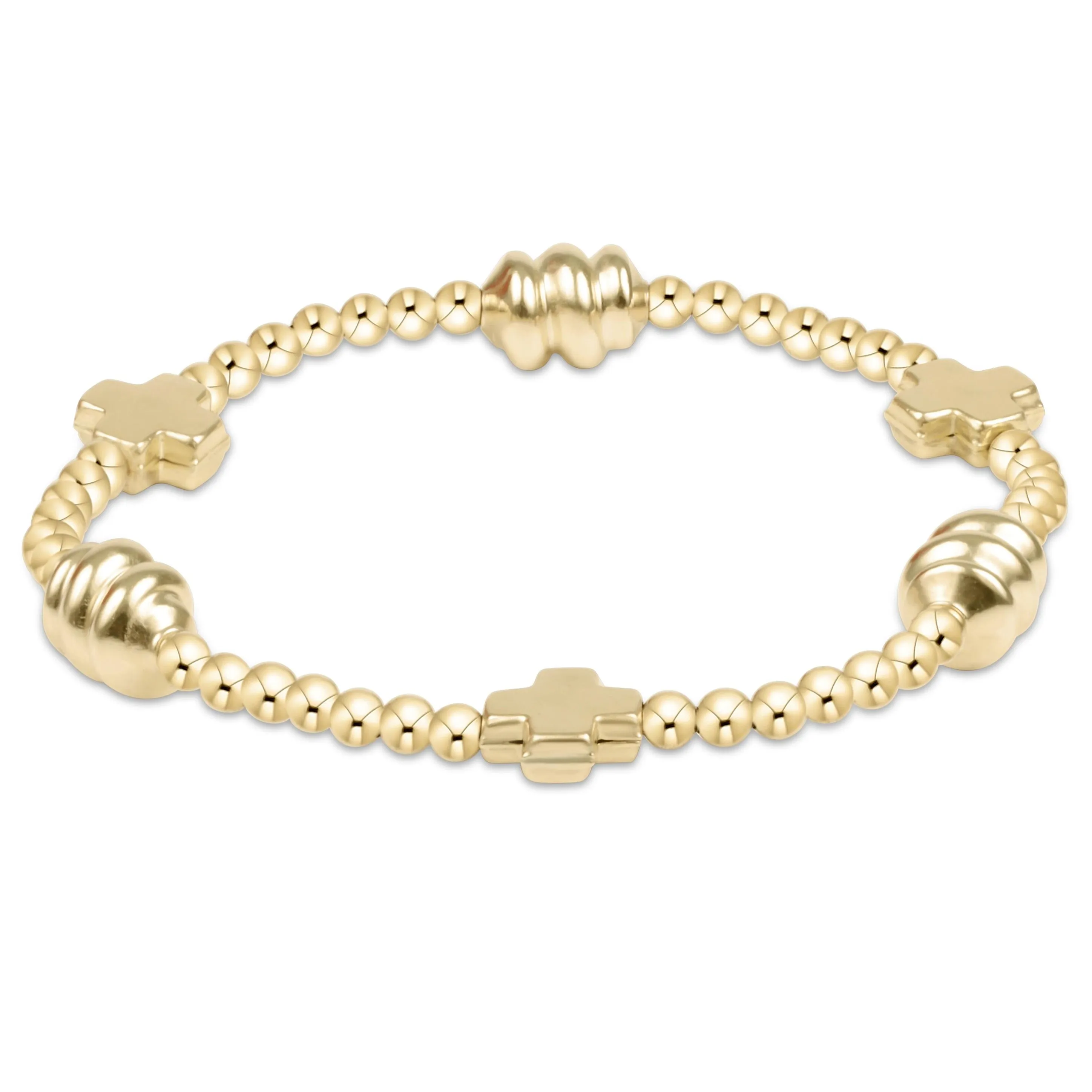 Signature Cross Admire Gold Pattern 3mm Bead Bracelet - Gold sold by enewton
