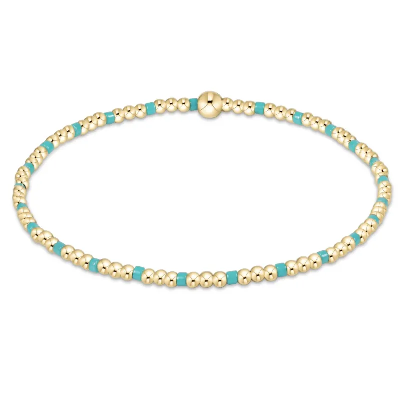 Hope Sincerity Pattern 2mm Bead Bracelet - Turquoise sold by enewton