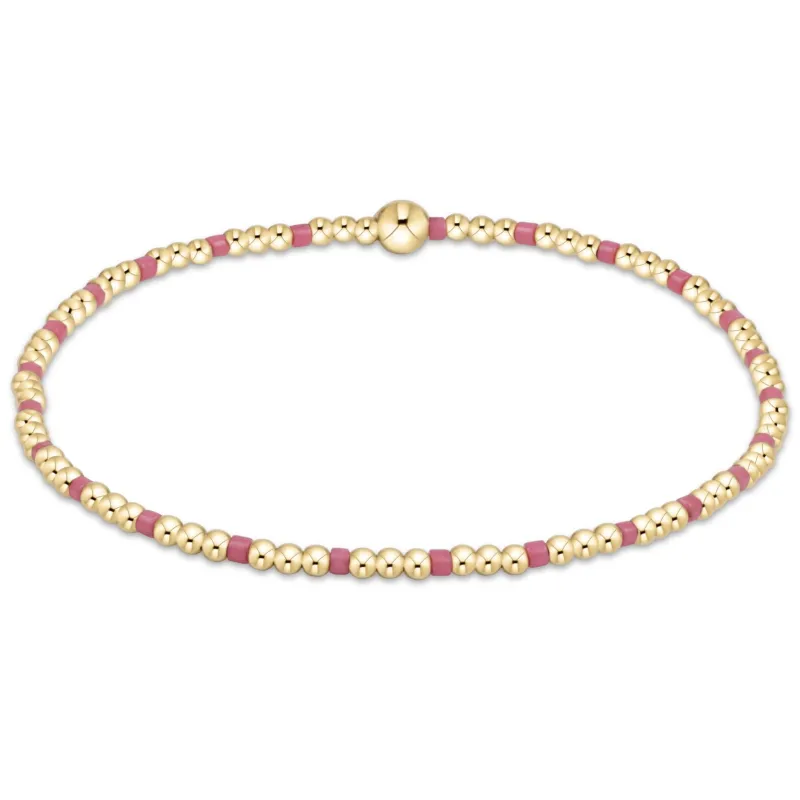 Hope Sincerity Pattern 2mm Bead Bracelet - Bright Pink sold by enewton