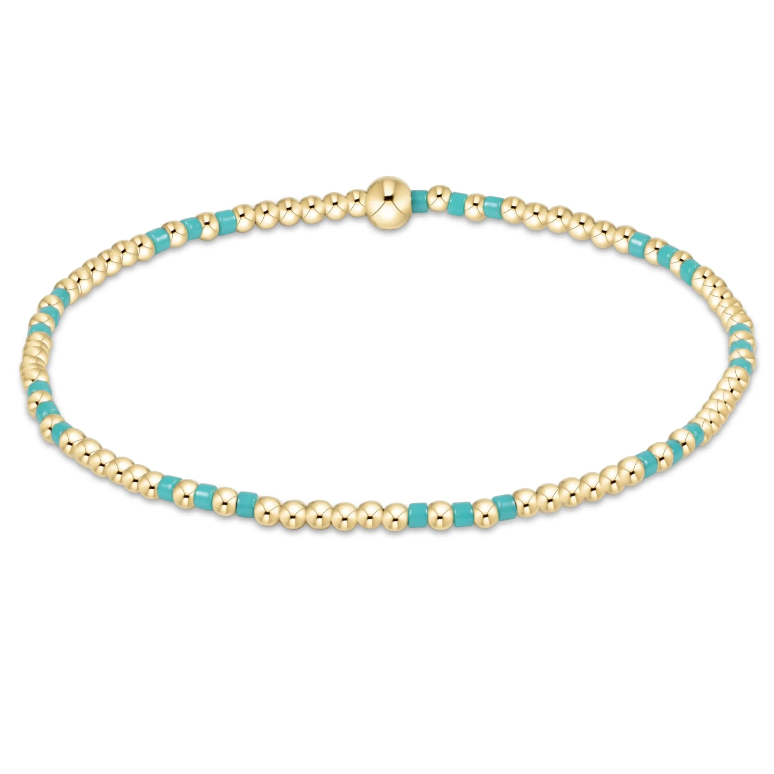 Hope Joy Pattern 2mm Bead Bracelet - Turquoise sold by enewton