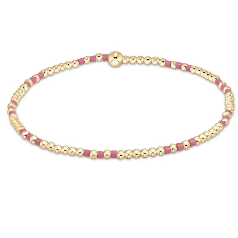 Hope Joy Pattern 2mm Bead Bracelet - Bright Pink sold by enewton