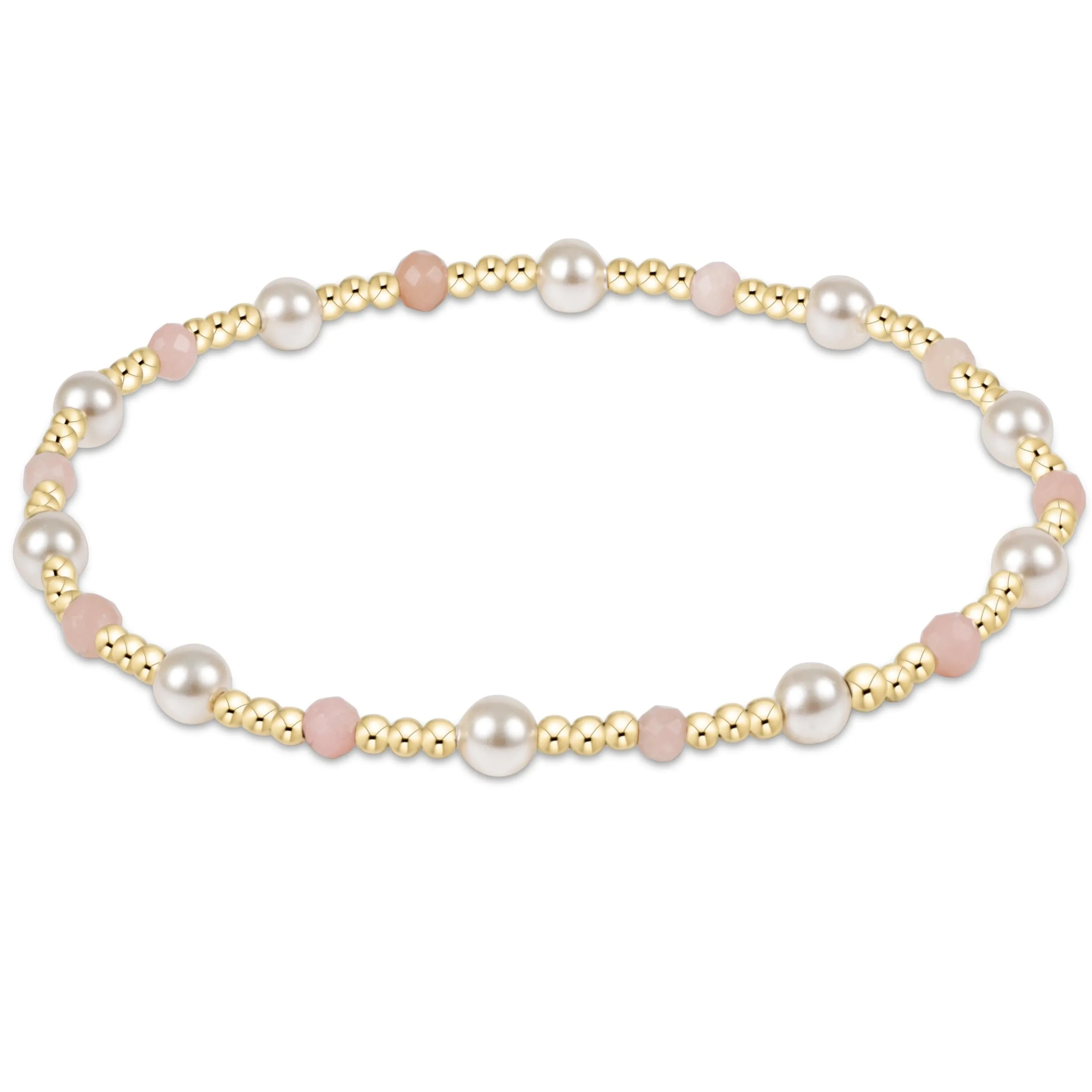 Pearl Sincerity Pattern 4mm Bead Bracelet - Pink Opal sold by enewton
