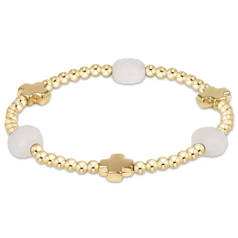 Signature Cross Admire Gold Pattern 3mm Bead Bracelet - Moonstone sold by enewton