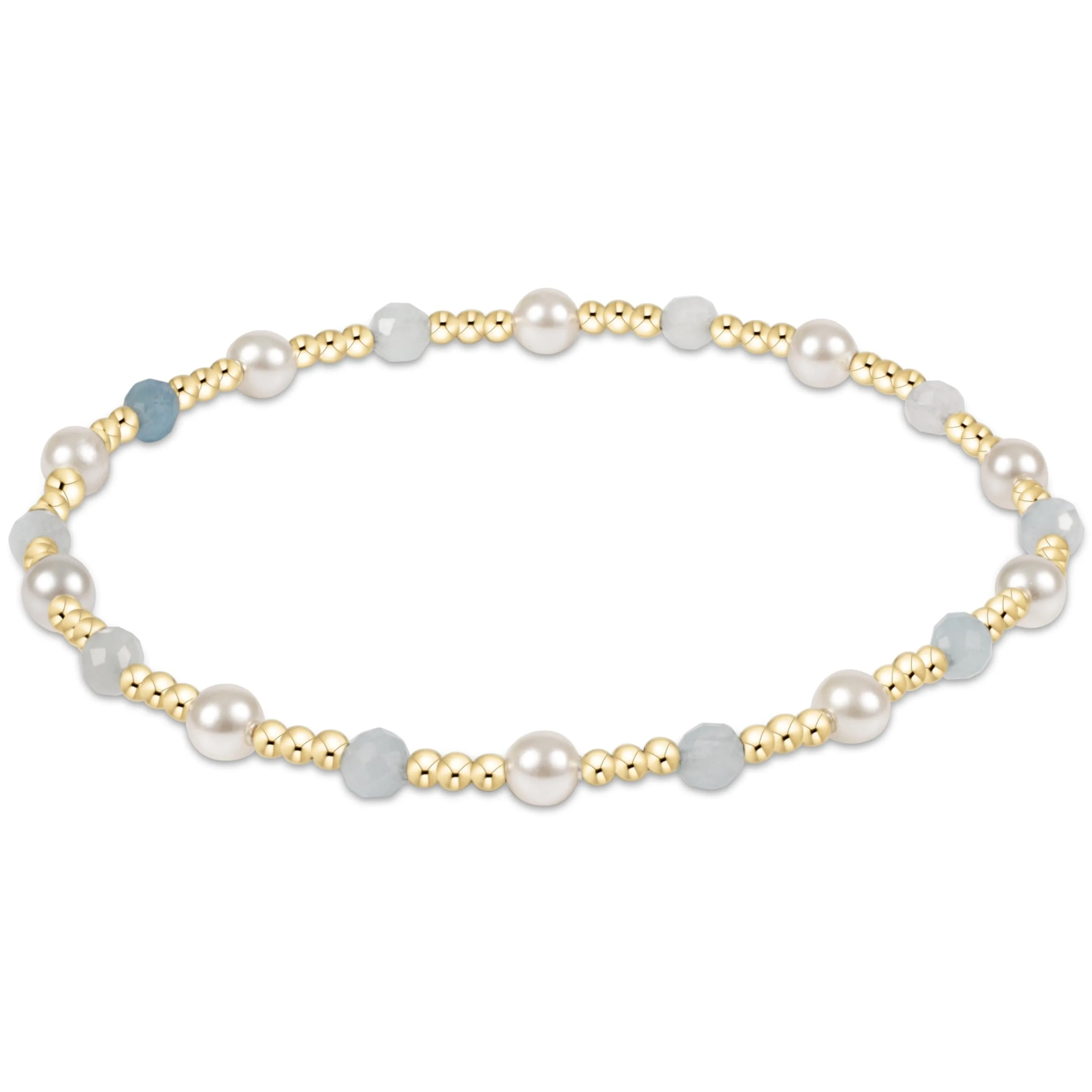 Pearl Sincerity Pattern 4mm Bead Bracelet - Aquamarine sold by enewton