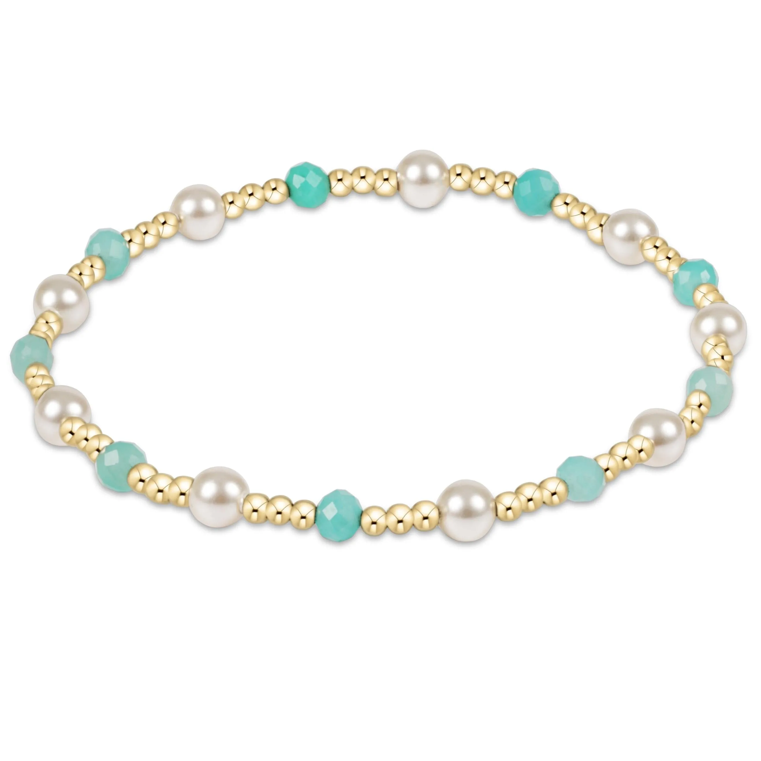 Pearl Sincerity Pattern 4mm Bead Bracelet - Amazonite sold by enewton