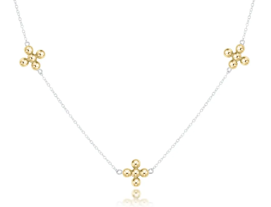 Choker Simplicity Chain Sterling Mixed Metal - Classic Beaded Signature Cross Gold sold by enewton