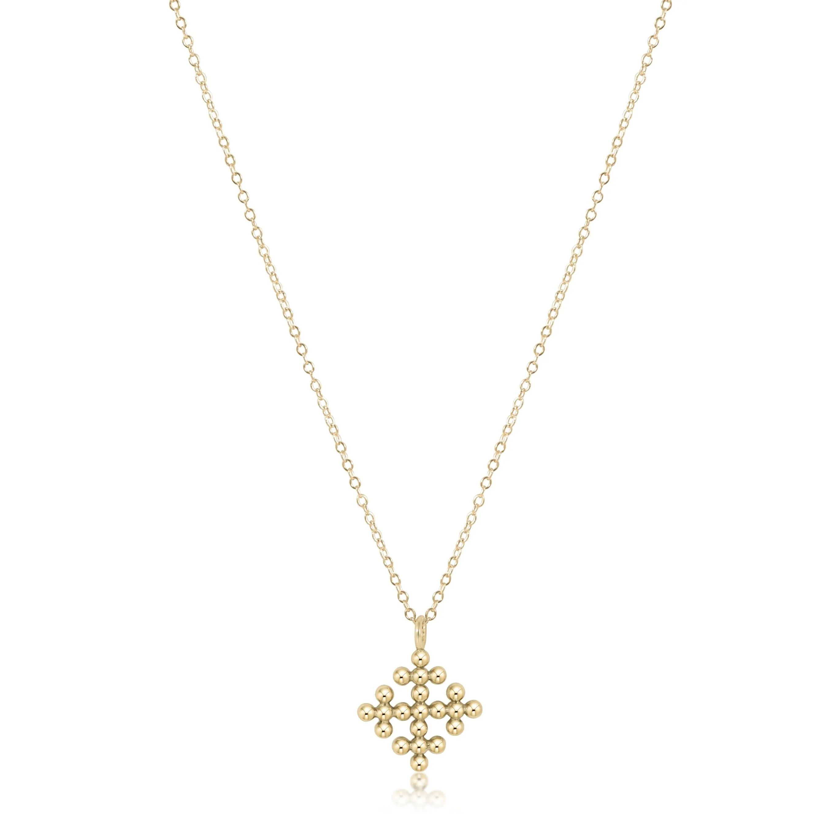 16" Necklace Gold - Classic Beaded Signature Cross Encompass Gold Charm sold by enewton