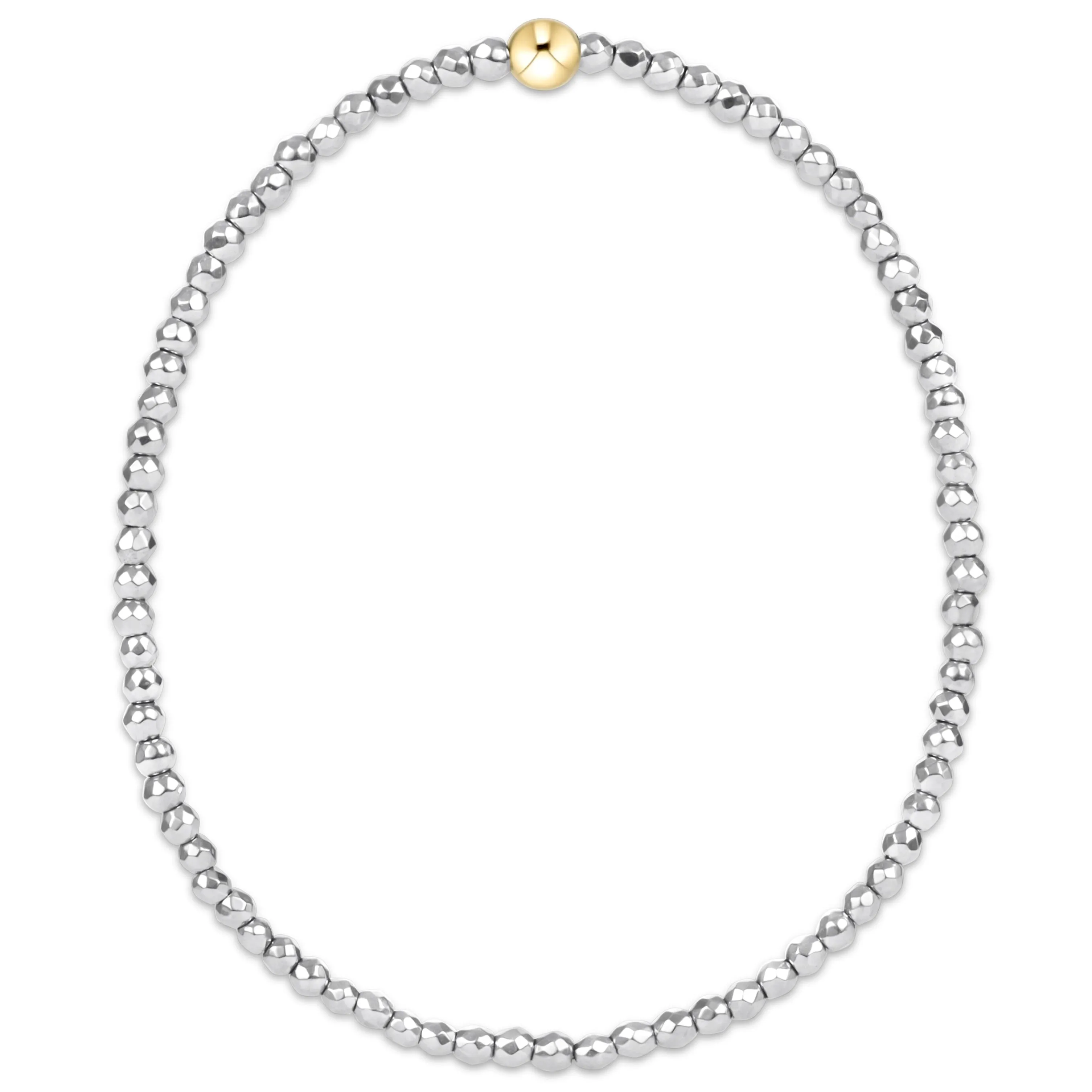 silver faceted hematite 2mm bead bracelet sold by enewton