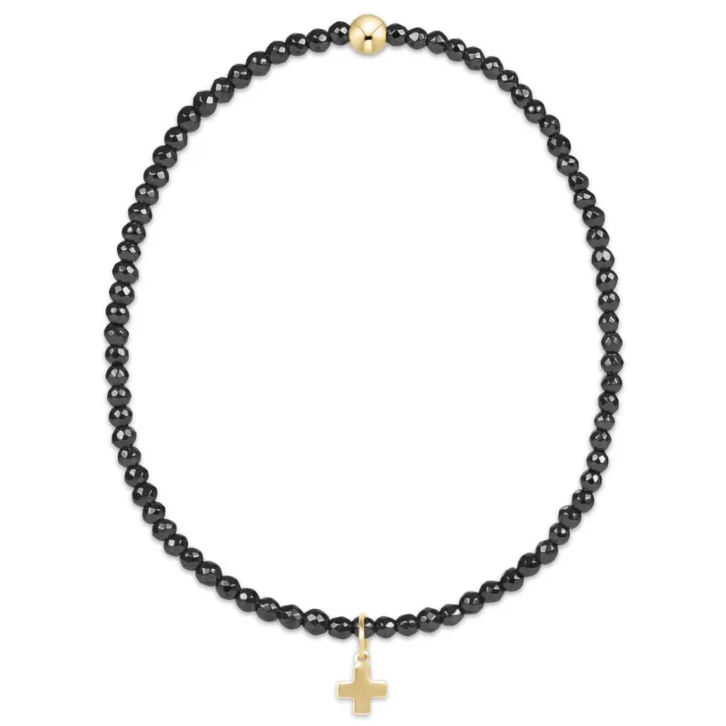 faceted hematite 2mm bead bracelet - signature cross gold charm sold by enewton