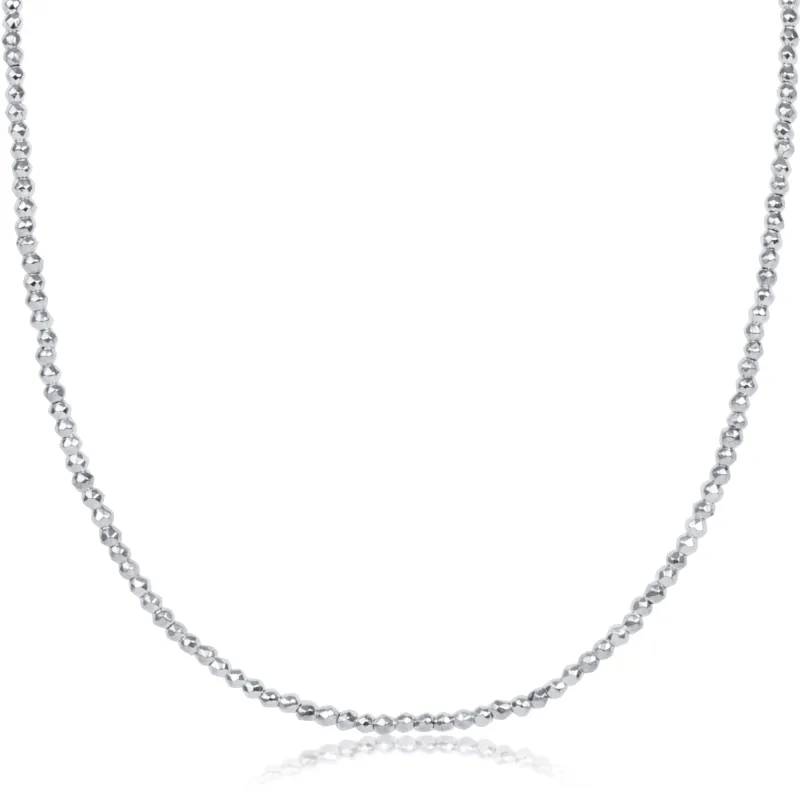 choker bright silver faceted hematite 2mm bead sold by enewton