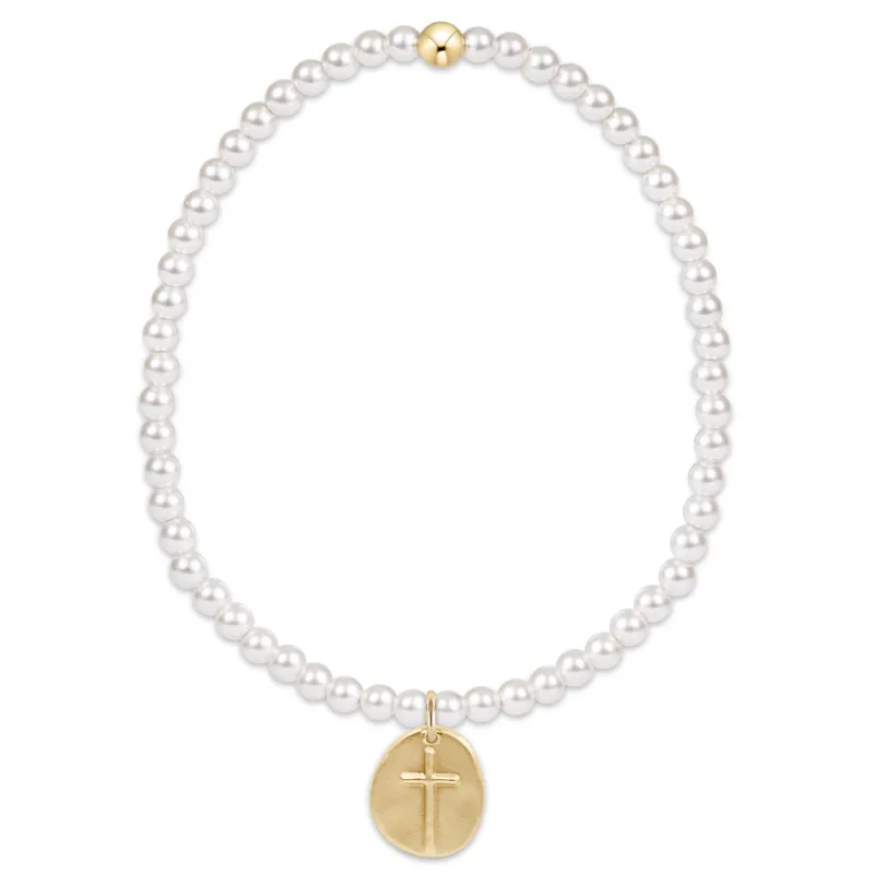classic pearl 3mm bead bracelet - inspire small gold charm sold by enewton