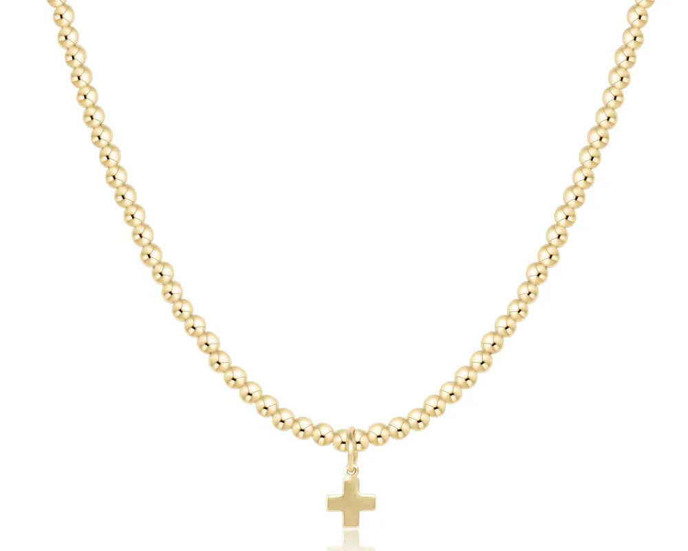 Choker Classic Gold 3mm Bead - Signature Cross Gold Charm sold by enewton