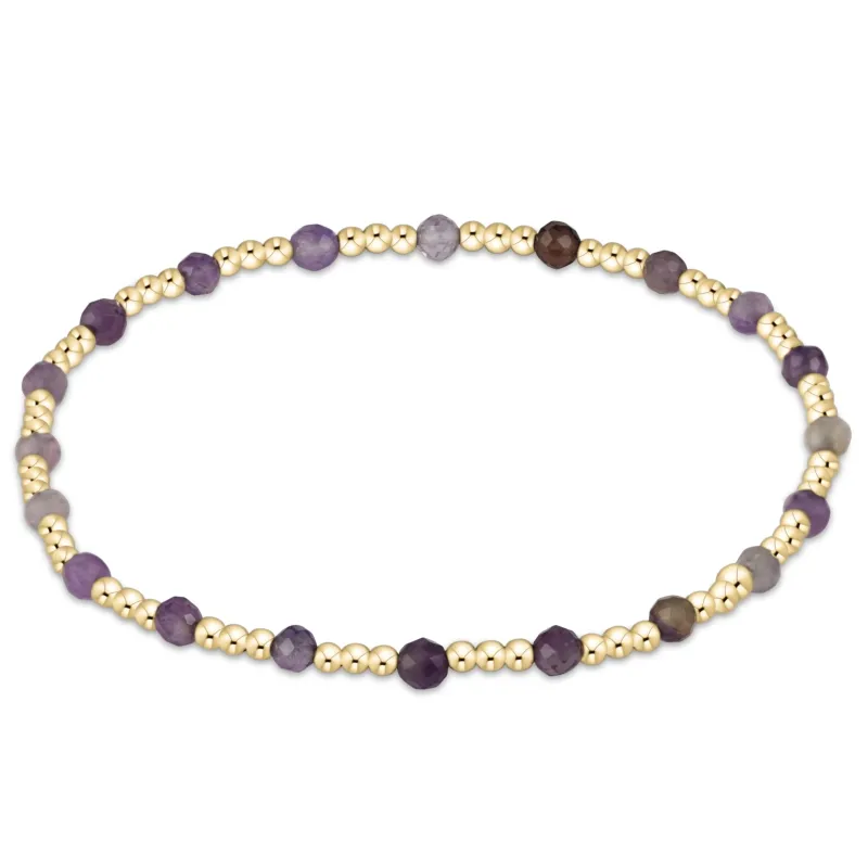 Gemstone Gold Sincerity Pattern 3mm Bead Bracelet - Amethyst sold by enewton
