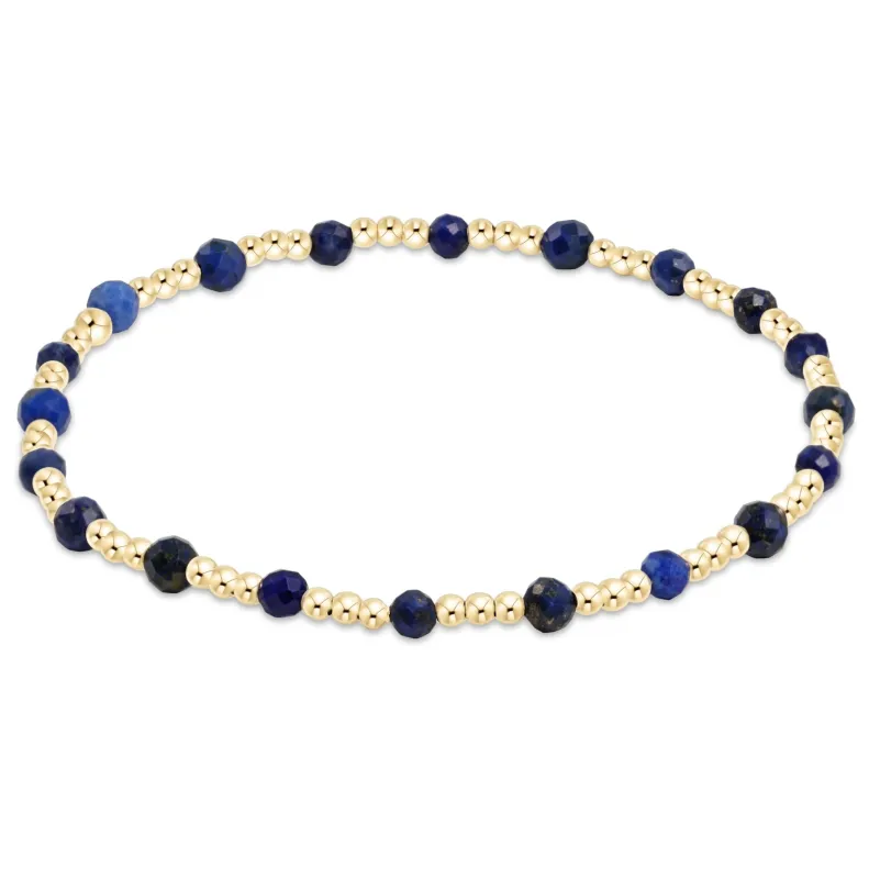 Gemstone Gold Sincerity Pattern 3mm Bead Bracelet - Lapis sold by enewton