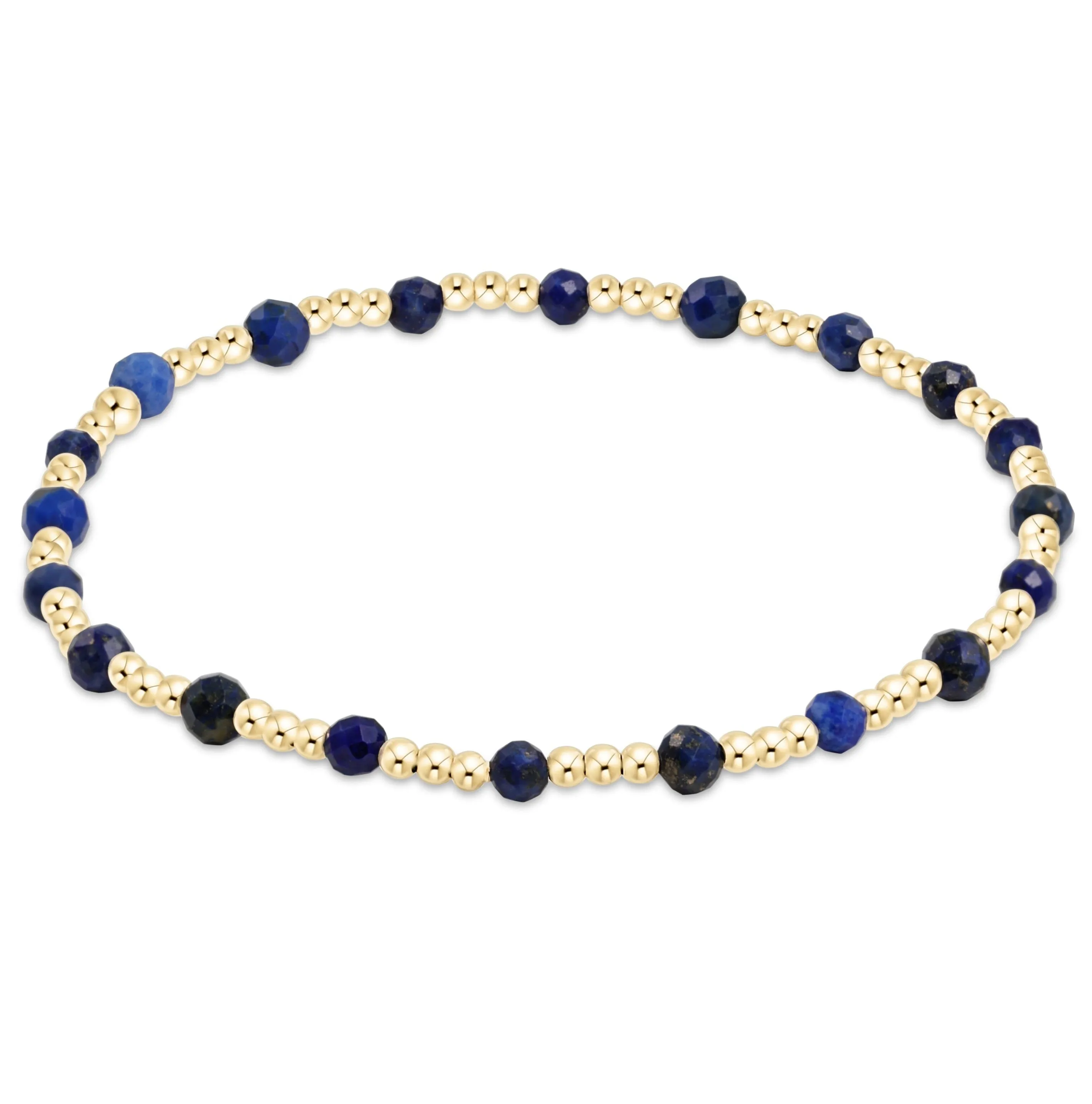 Gemstone Gold Sincerity Pattern 3mm Bead Bracelet - Lapis sold by enewton