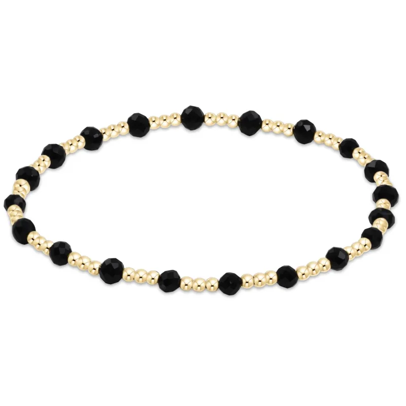 Gemstone Gold Sincerity Pattern 3mm Bead Bracelet - Faceted Onyx sold by enewton