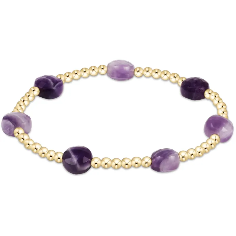 Admire Gold 3mm Bead Bracelet - Amethyst sold by enewton