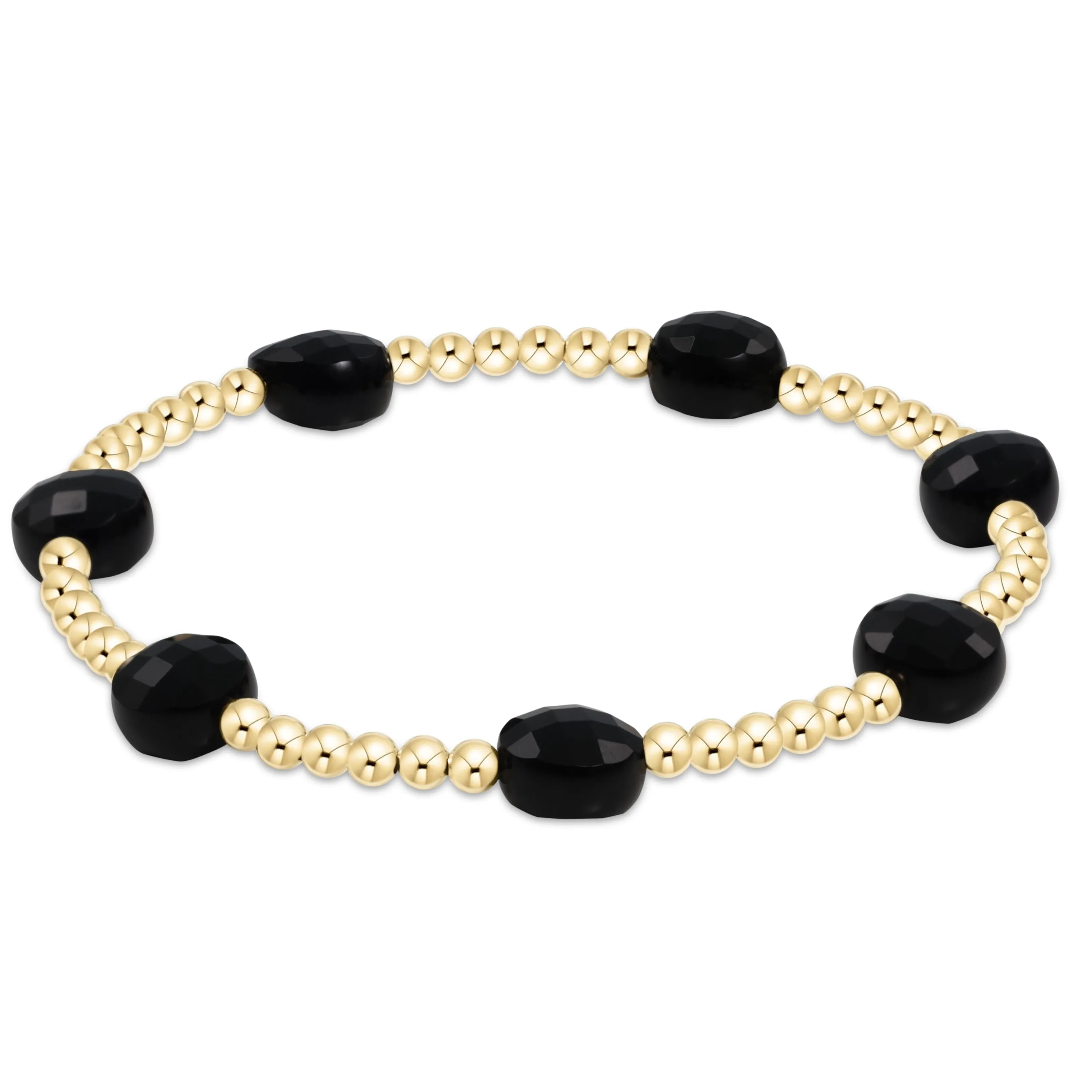 Admire Gold 3mm Bead Bracelet - Faceted Onyx sold by enewton