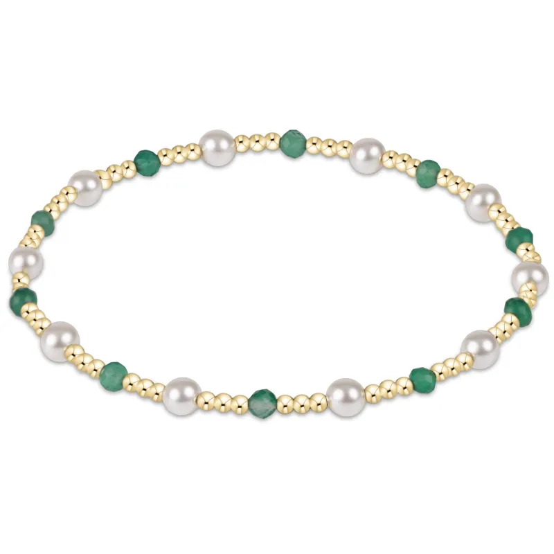 Pearl Sincerity Pattern 4mm Bead Bracelet - Green Onyx sold by enewton