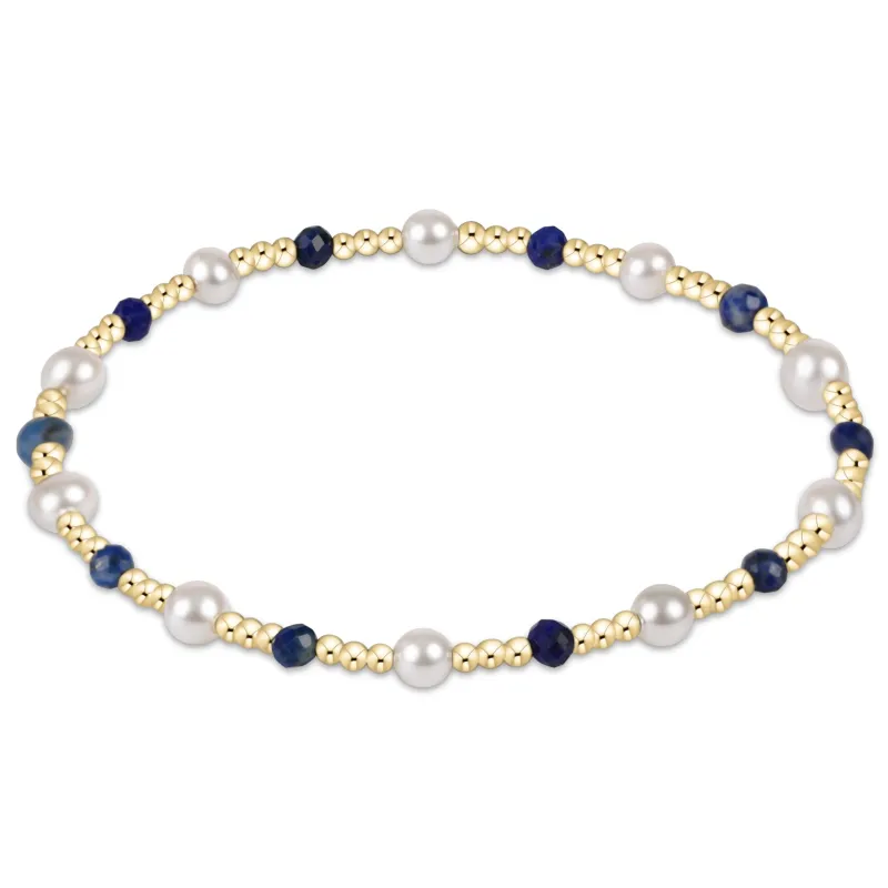 Pearl Sincerity Pattern 4mm Bead Bracelet - Lapis sold by enewton