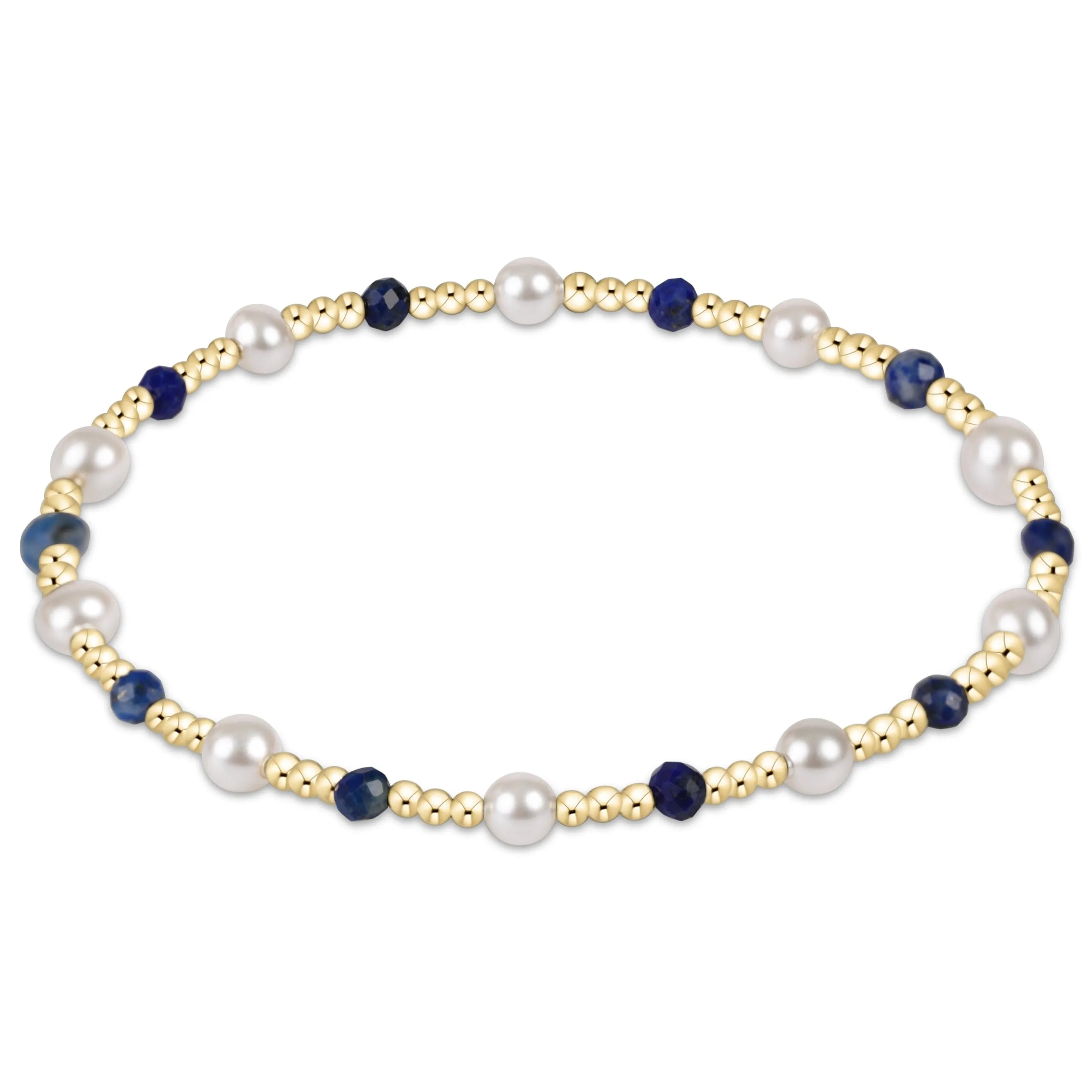 Pearl Sincerity Pattern 4mm Bead Bracelet - Lapis sold by enewton