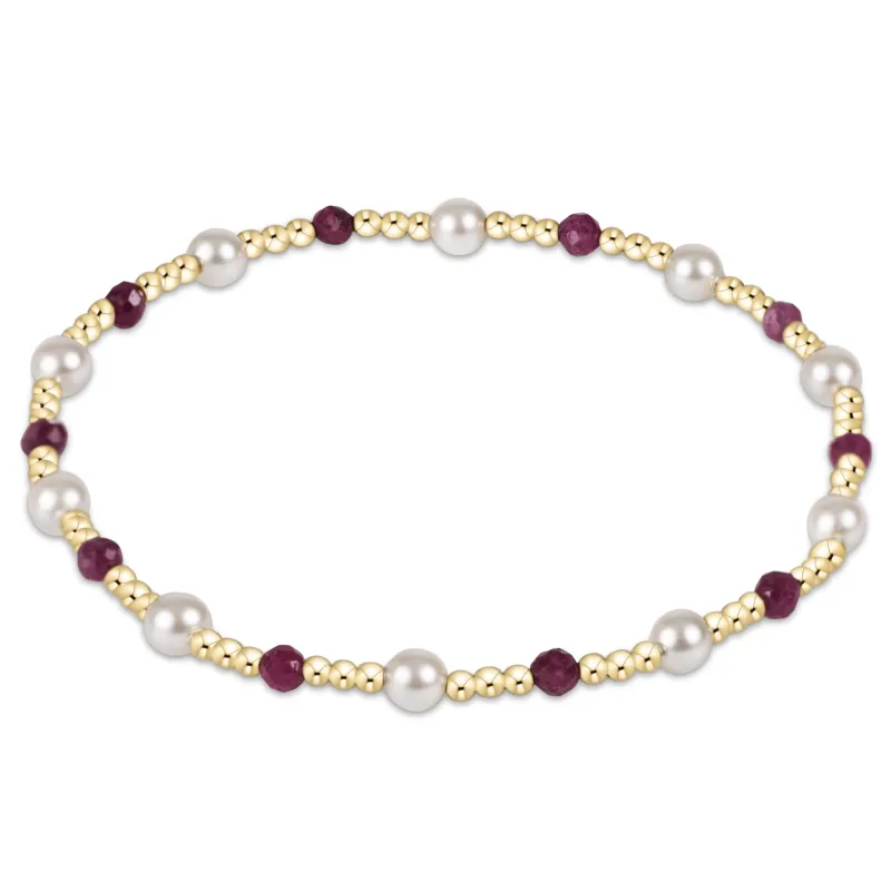 Pearl Sincerity Pattern 4mm Bead Bracelet - Ruby sold by enewton