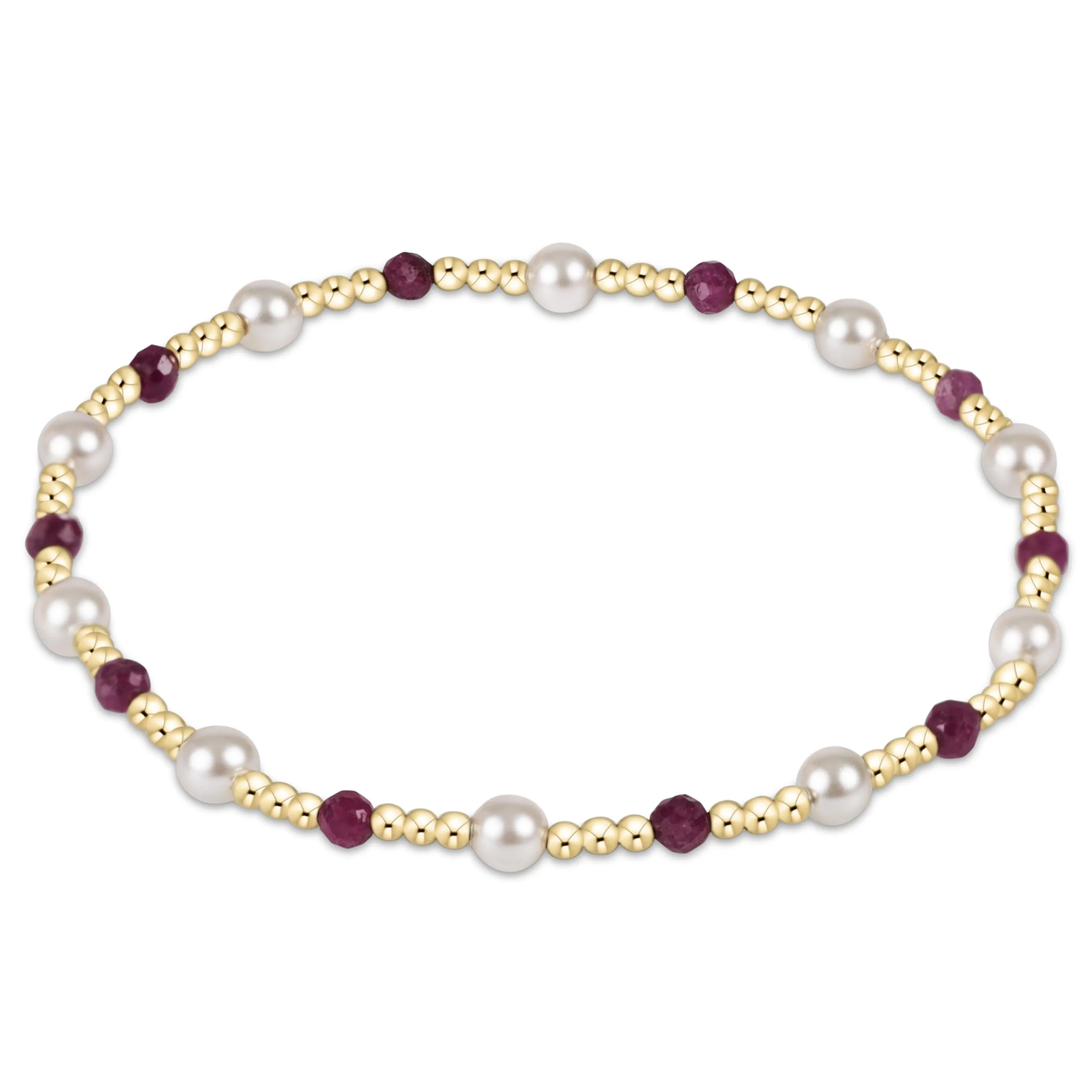 Pearl Sincerity Pattern 4mm Bead Bracelet - Ruby sold by enewton