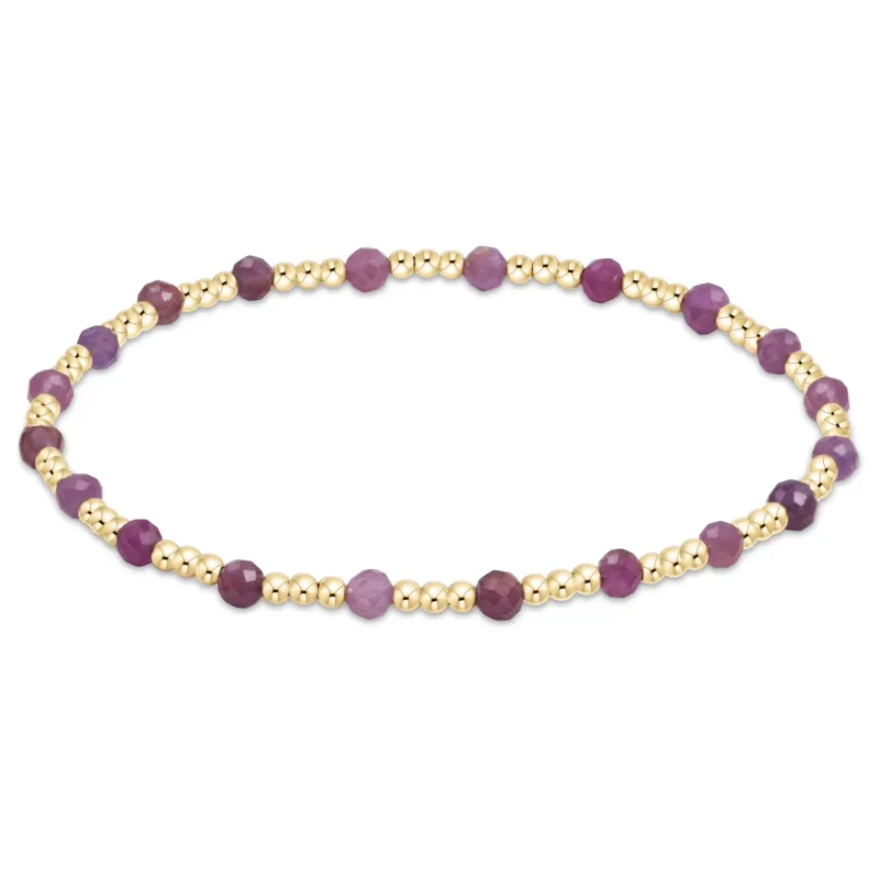 egirl Gemstone Gold Sincerity Pattern 3mm Bead Bracelet - Ruby sold by enewton